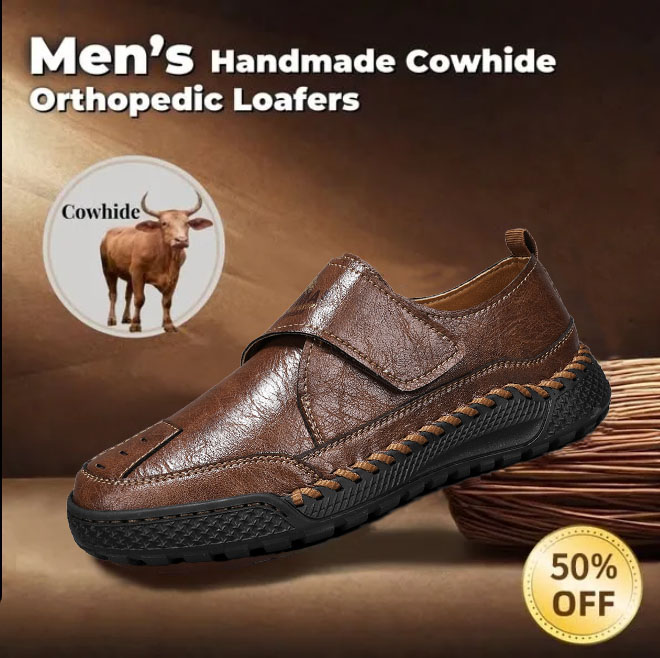 ⏰ 50% Off - Men's Genuine Leather Low-Top Non-Slip Orthopedic Painless Walking Shoes
