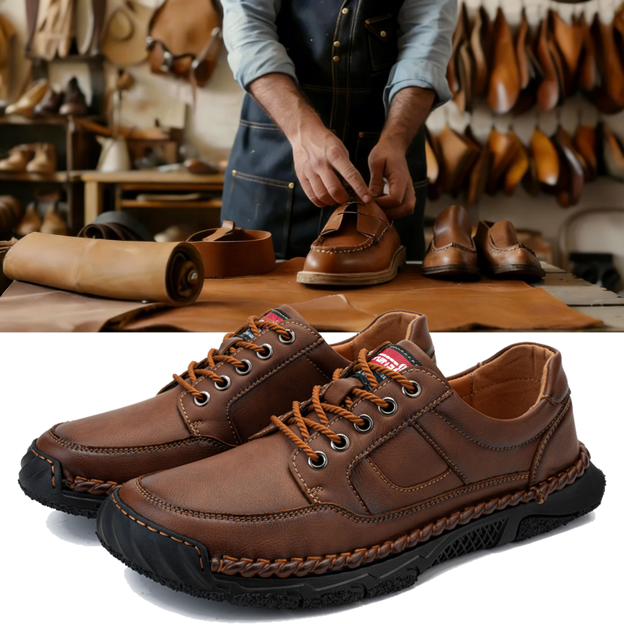 ⏰ Last day! 55% off! 🔥 Handmade men's waterproof, comfortable, and orthopedic walking shoes.