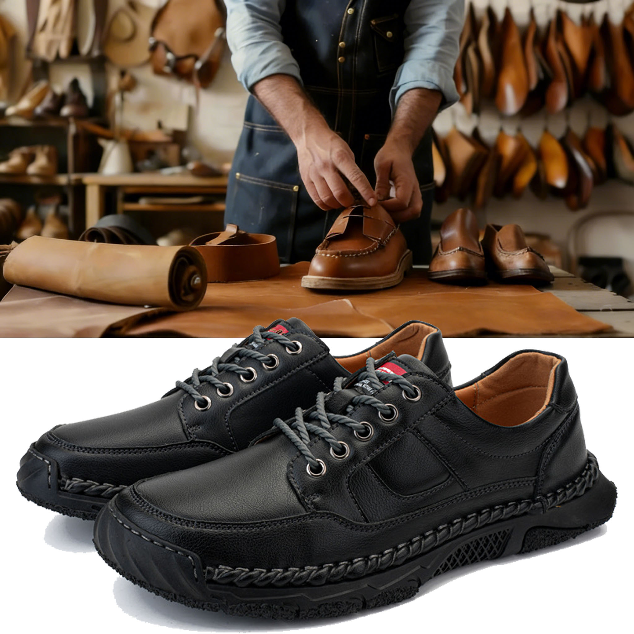 ⏰ Last day! 55% off! 🔥 Handmade men's waterproof, comfortable, and orthopedic walking shoes.