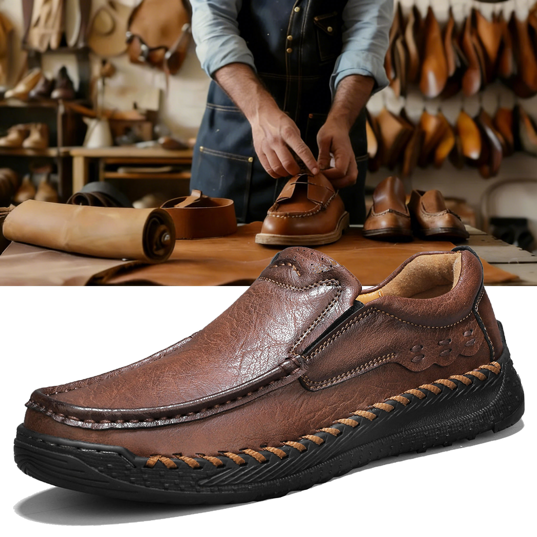 ⏰ Limited-time 40% off! 🔥 Hand-stitched men's waterproof, non-slip, orthopedic casual shoes for pain-free walking.