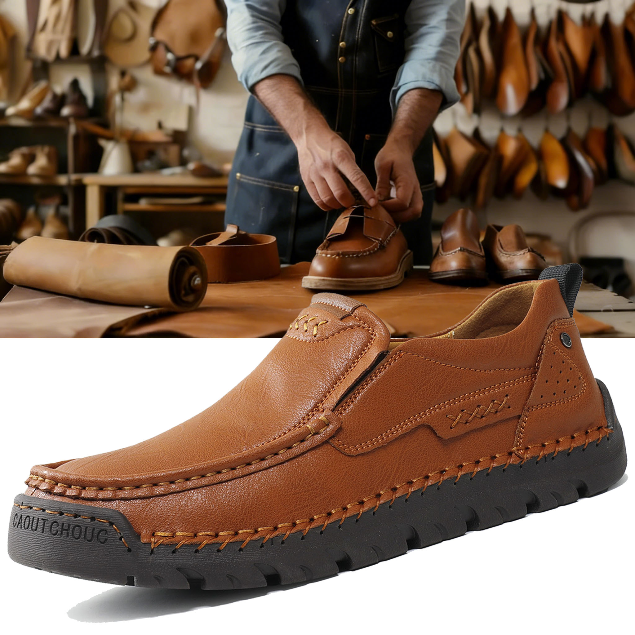 ⏰ Limited-time 50% off! 🔥 Hand-stitched men's waterproof, non-slip, orthopedic casual walking shoes for pain-free walking.