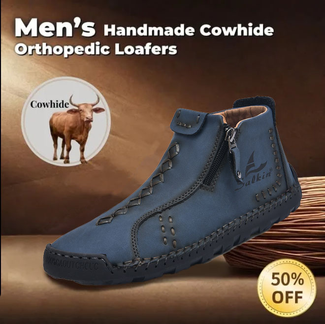 Men's genuine leather waterproof non-slip orthopedic walking/hiking shoes