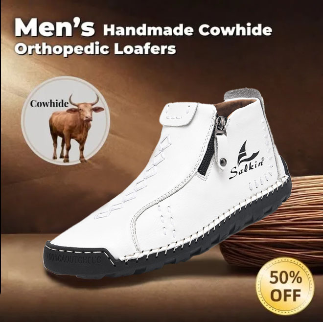 Men's genuine leather waterproof non-slip orthopedic walking/hiking shoes