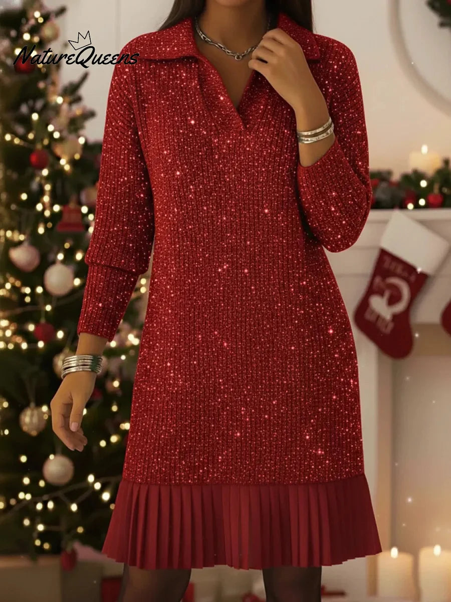 Elegant, shiny knitted dress
