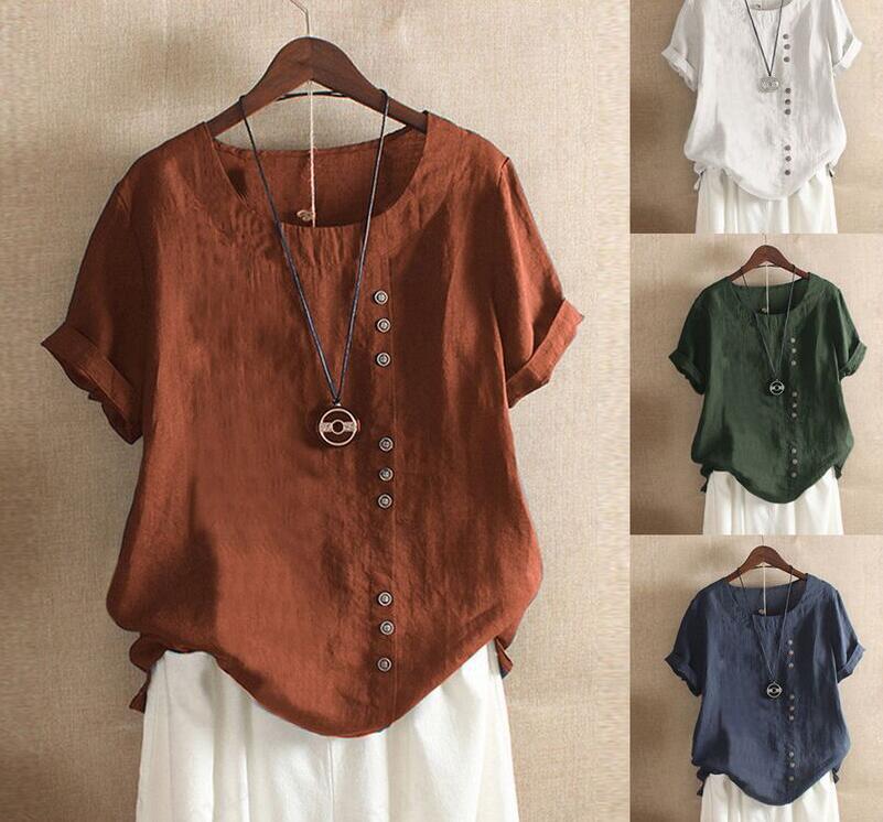 2025 Summer Retro Solid Color Tops