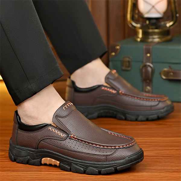 Men's genuine leather soft sole non-slip waterproof casual loafers