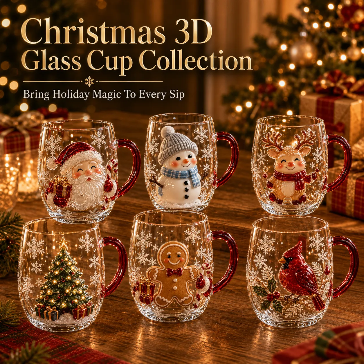 3D Christmas Magic Glass Mug