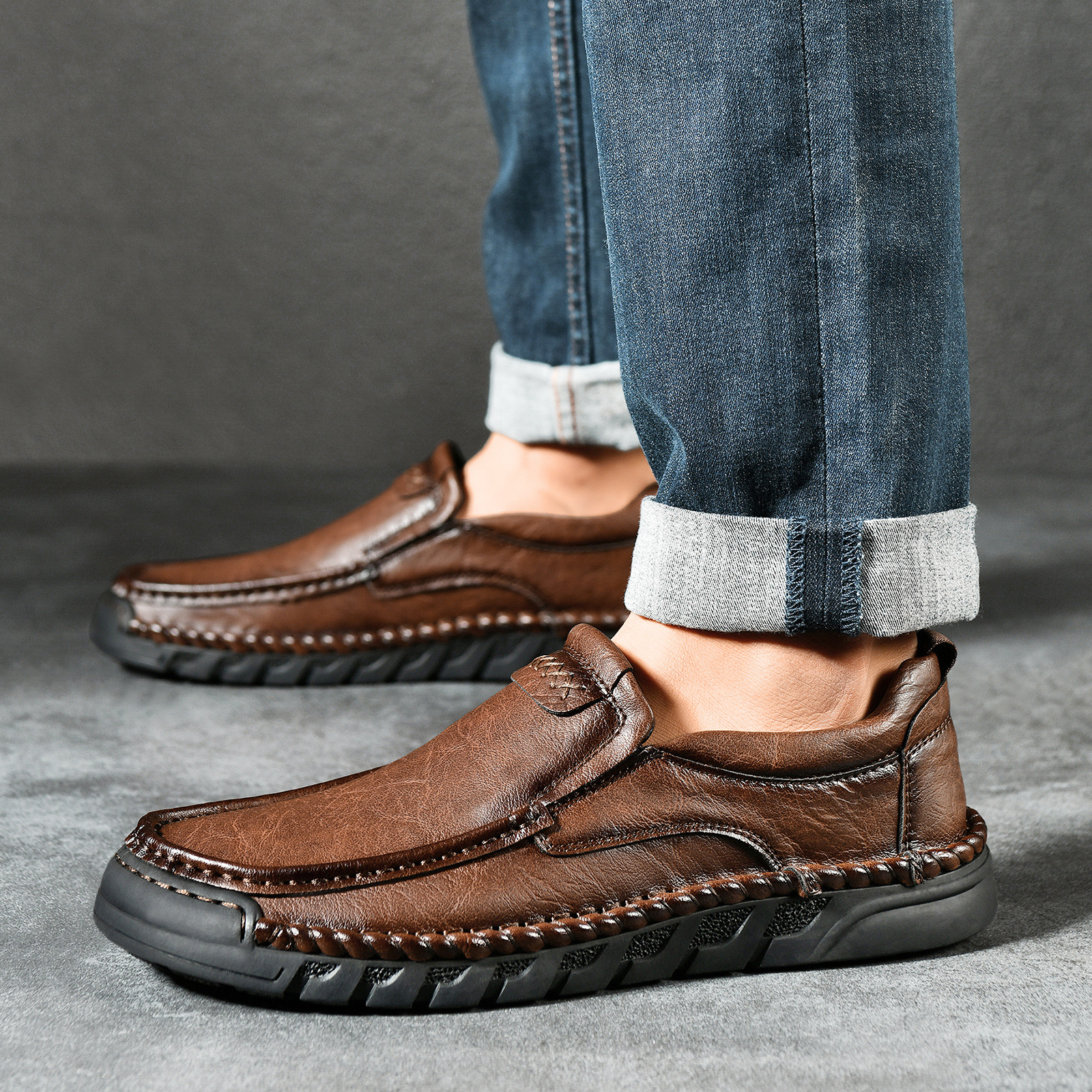 ⏰Last Day 60% OFF 🔥Men's   Leather Loafers with Arch Support & Wide Toe Box
