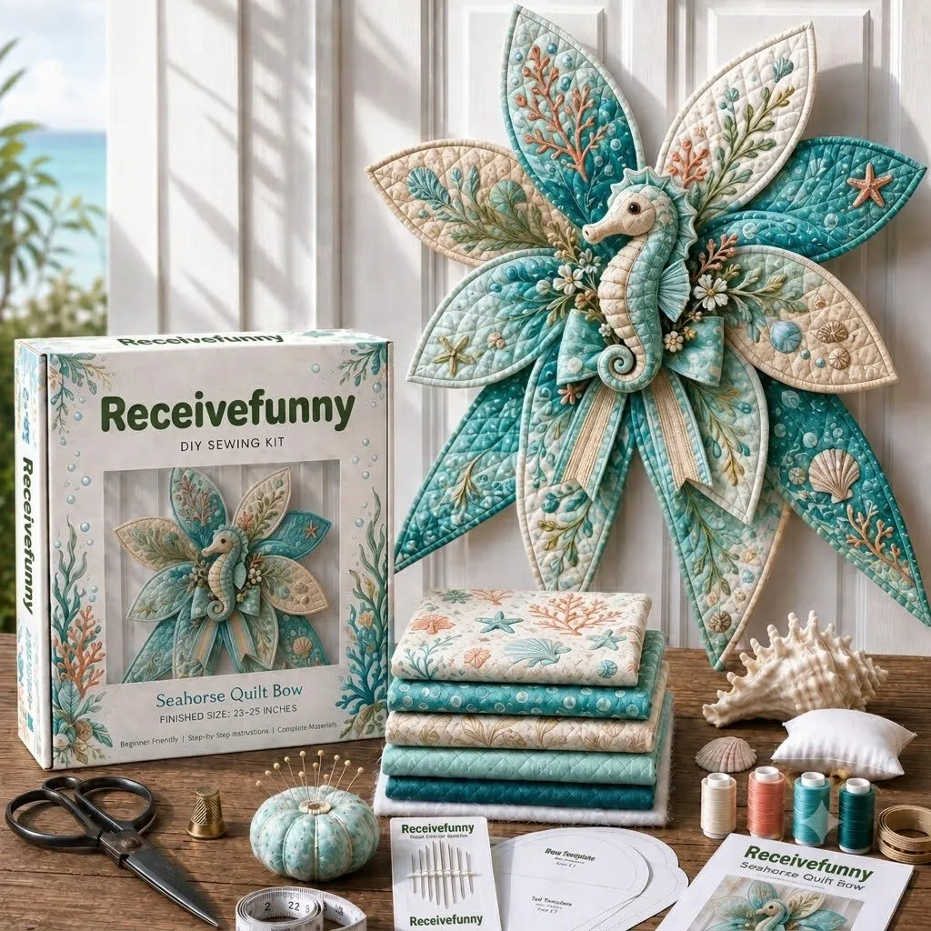 ⏳ Last Day 49% OFF – 🌊 Beginner-Friendly Oversized Ocean Animal Quilted Bow Sewing Kit | Complete Kit with All Tools & Step-by-Step Guide Included 💕
