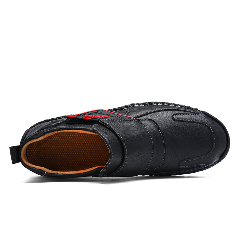 Men’s Vintage Leather Ankle Boots – Hand-Stitched, Lace-Up, Non-Slip, Arch Support Loafers for Hiking, Walking & Driving