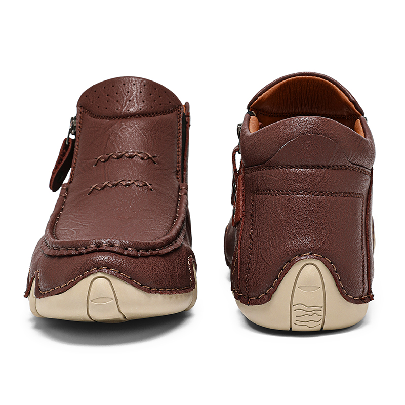 Men’s All-Season Leather Zip Boots – Durable, Waterproof & Orthopedic Support