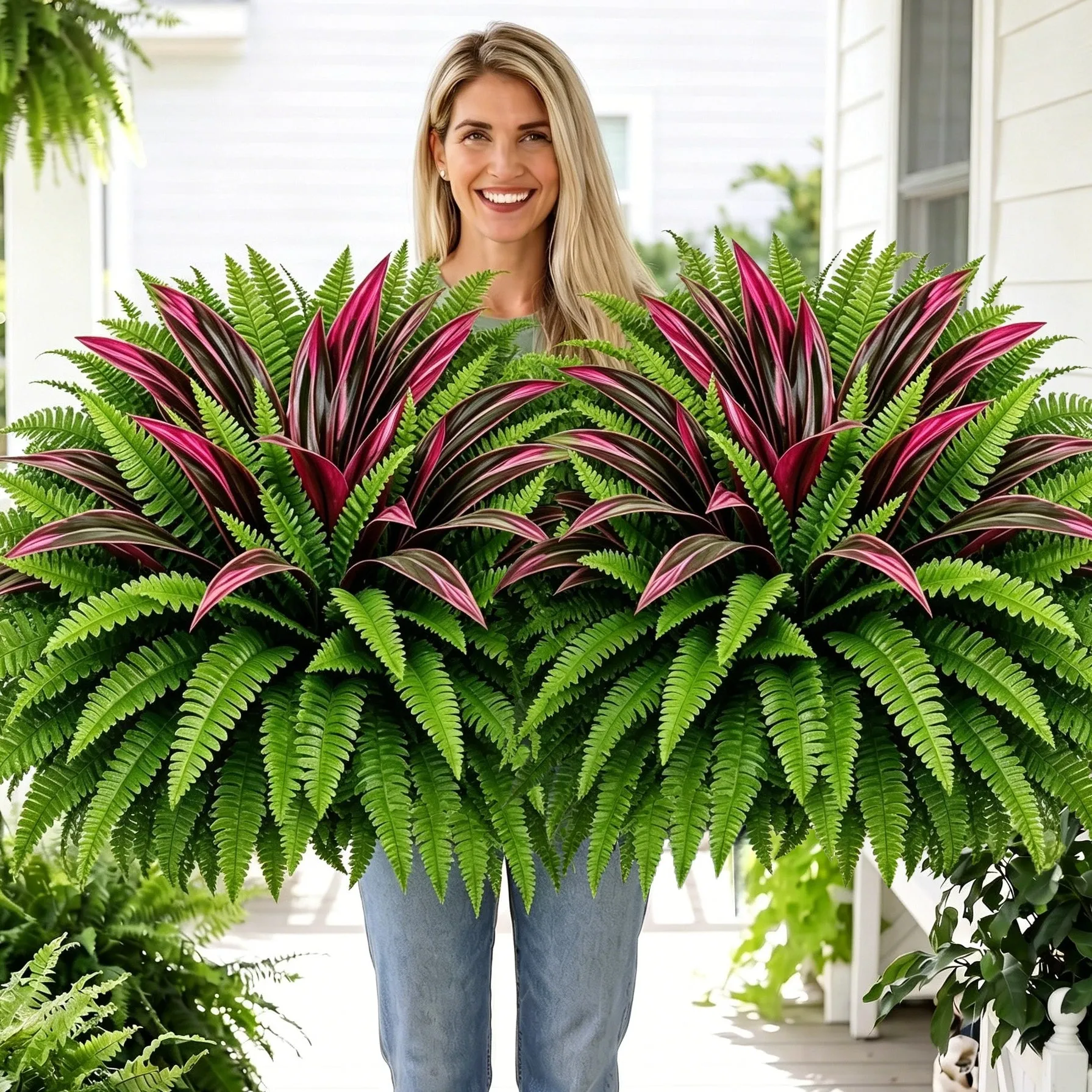 💥Last Day 70% OFF🌼UV-Resistant Artificial Fern & Red Dracaena Decorative Plants – Full, Lush & Fade-Resistant!