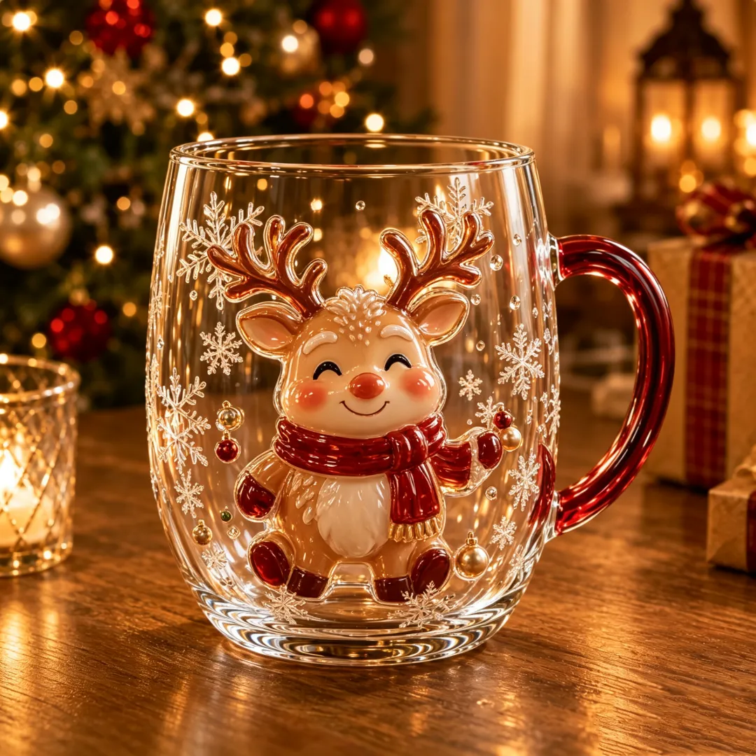3D Christmas Magic Glass Mug