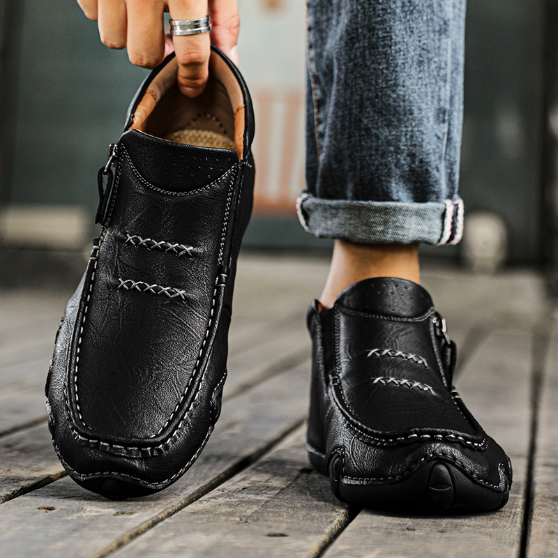 Men’s All-Season Leather Zip Boots – Durable, Waterproof & Orthopedic Support