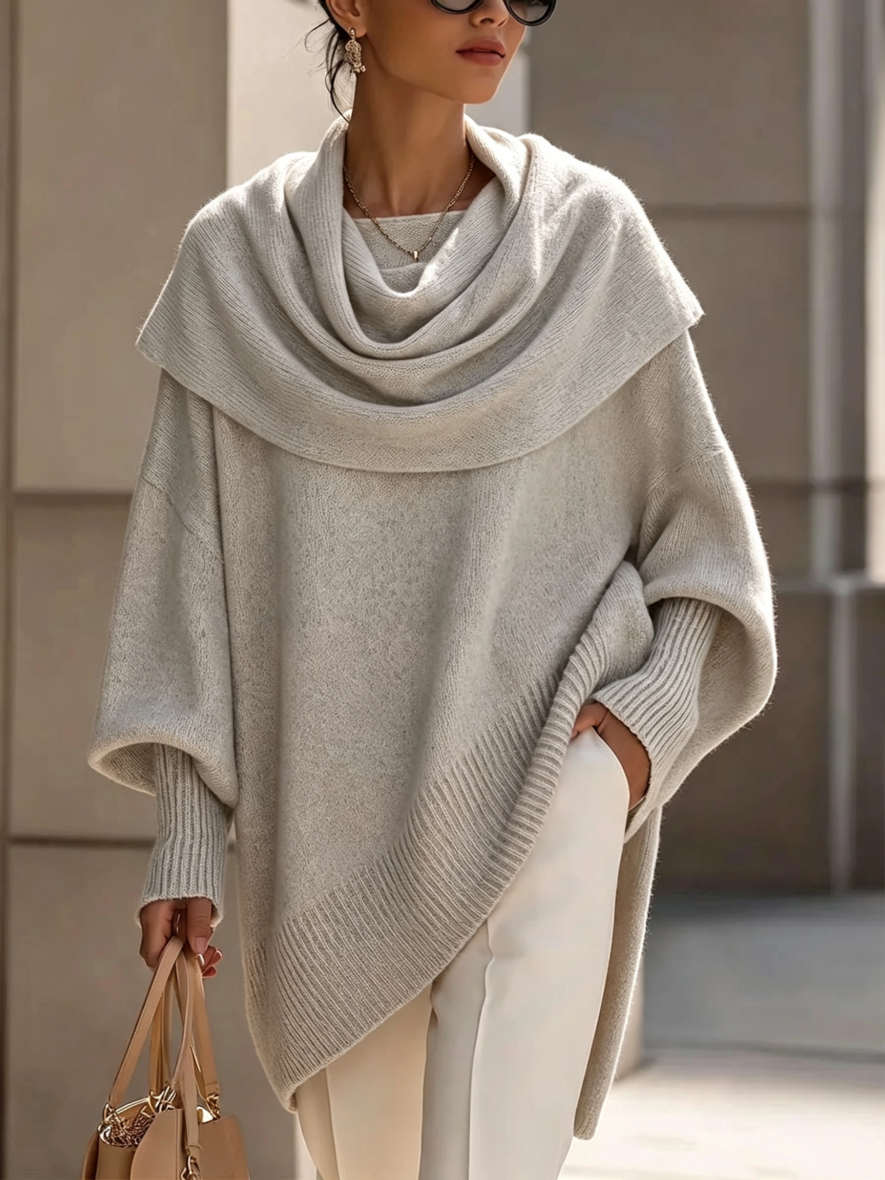 CLEARANCE SALE🔥 Women's solid color turtleneck long-sleeved casual loose knit pullover