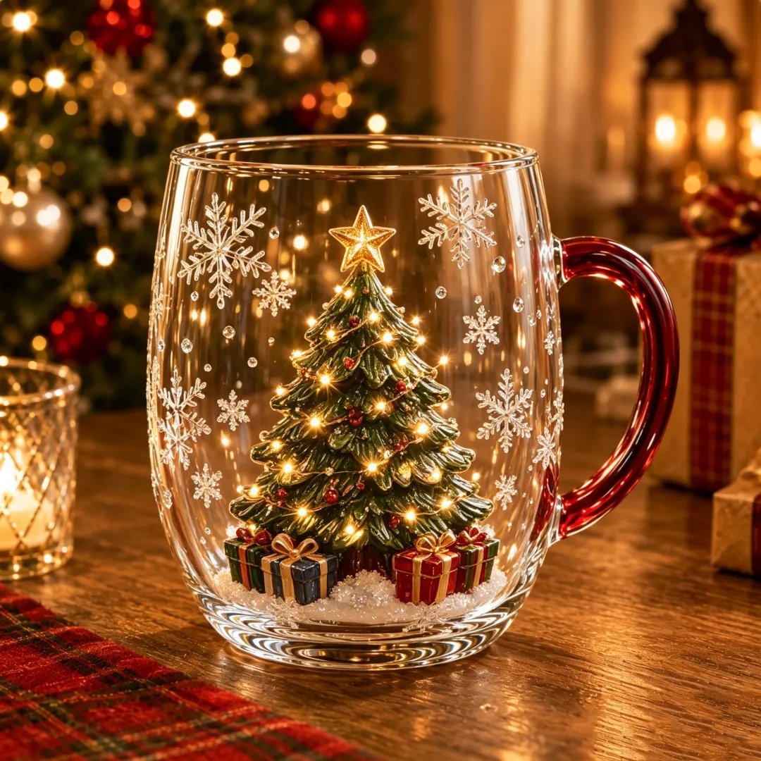 3D Christmas Magic Glass Mug