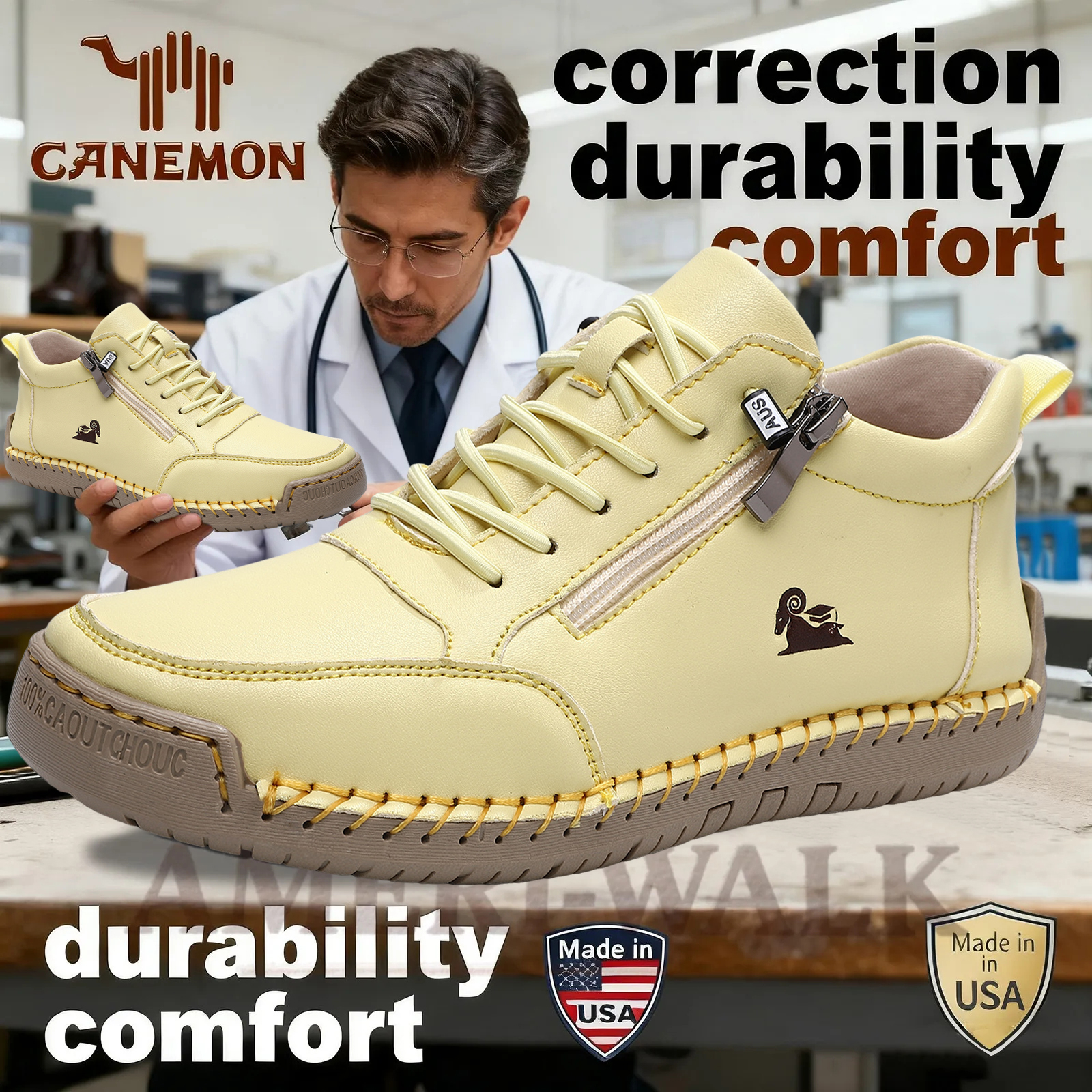 ⏰Promotion - 70% OFF🔥 Ameriwalk™ Unisex Leather Loafer Orthopedic Walking Shoes