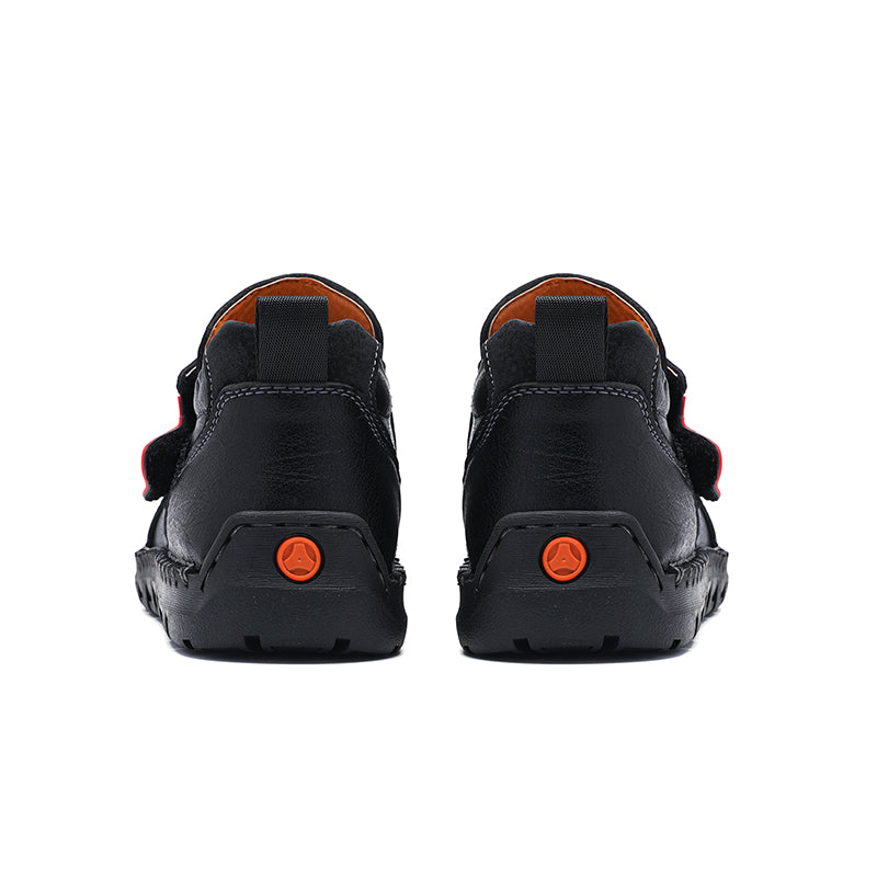 Men’s Vintage Leather Ankle Boots – Hand-Stitched, Lace-Up, Non-Slip, Arch Support Loafers for Hiking, Walking & Driving