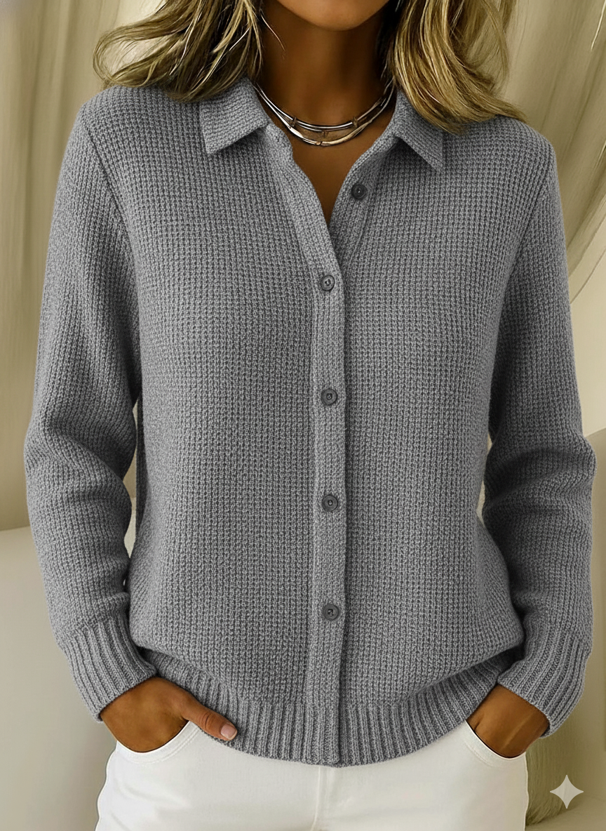 CLEARANCE SALE🔥Women's Casual Cotton Waffle Knit Button Cardigan Sweater