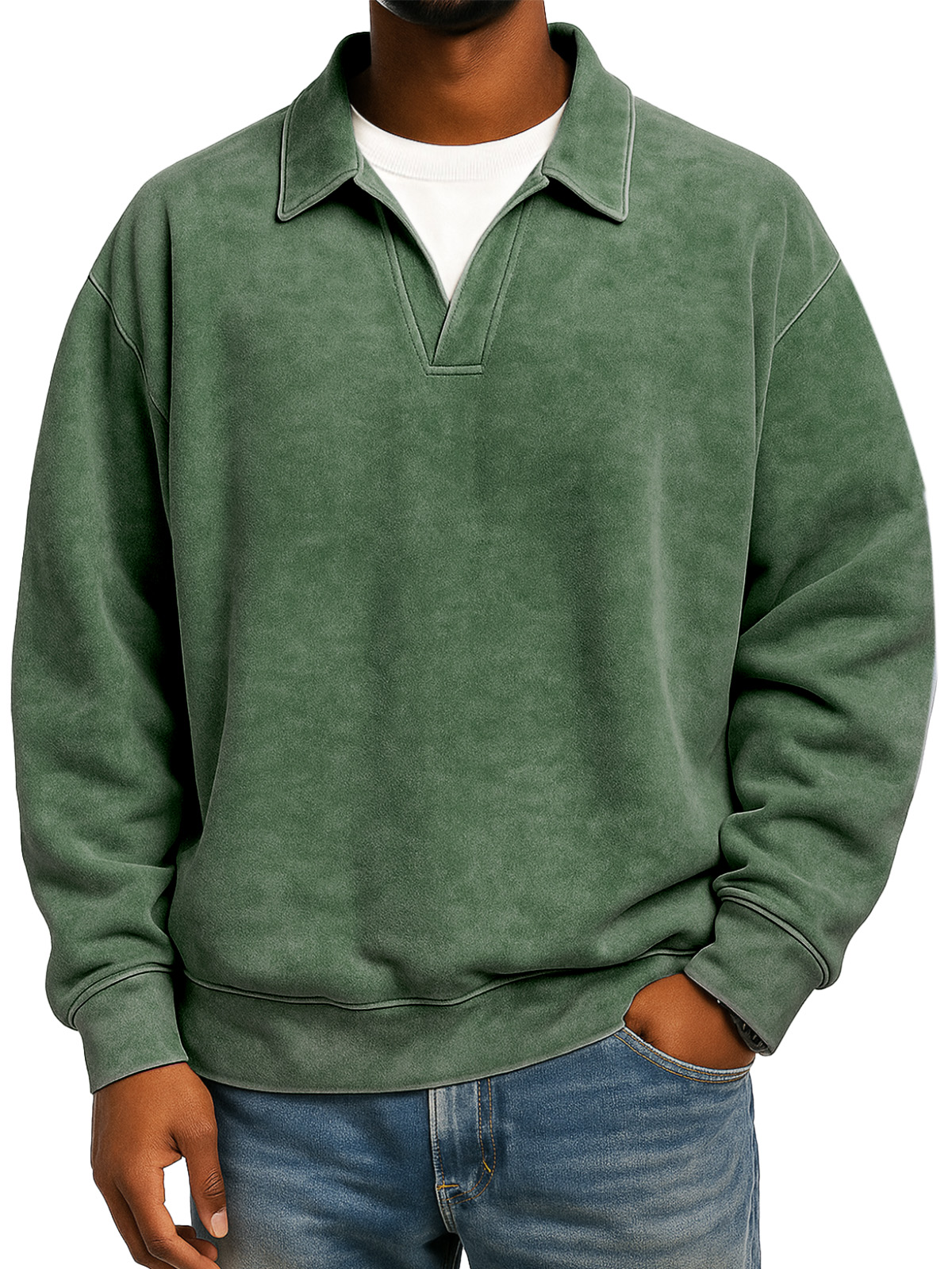 Retro Loose Casual Fake Two-piece Lapel Long-sleeved Polo Shirt