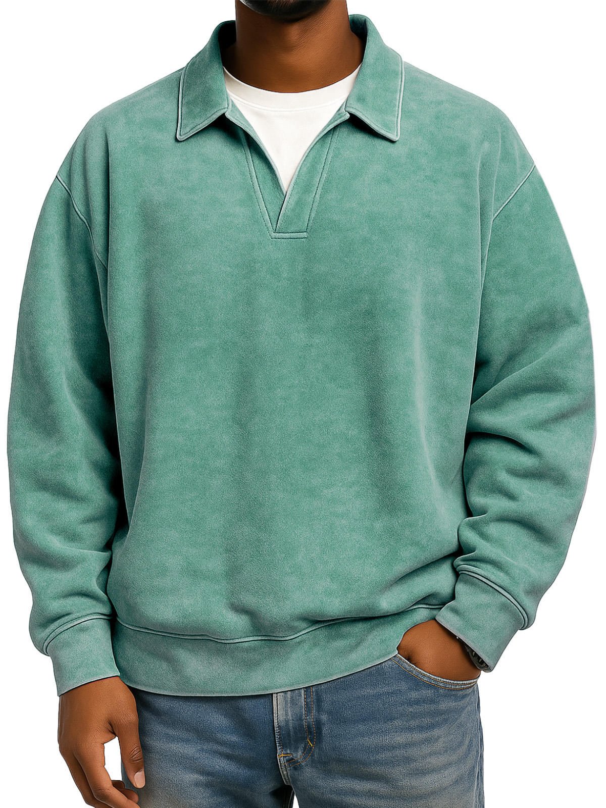 Retro Loose Casual Fake Two-piece Lapel Long-sleeved Polo Shirt