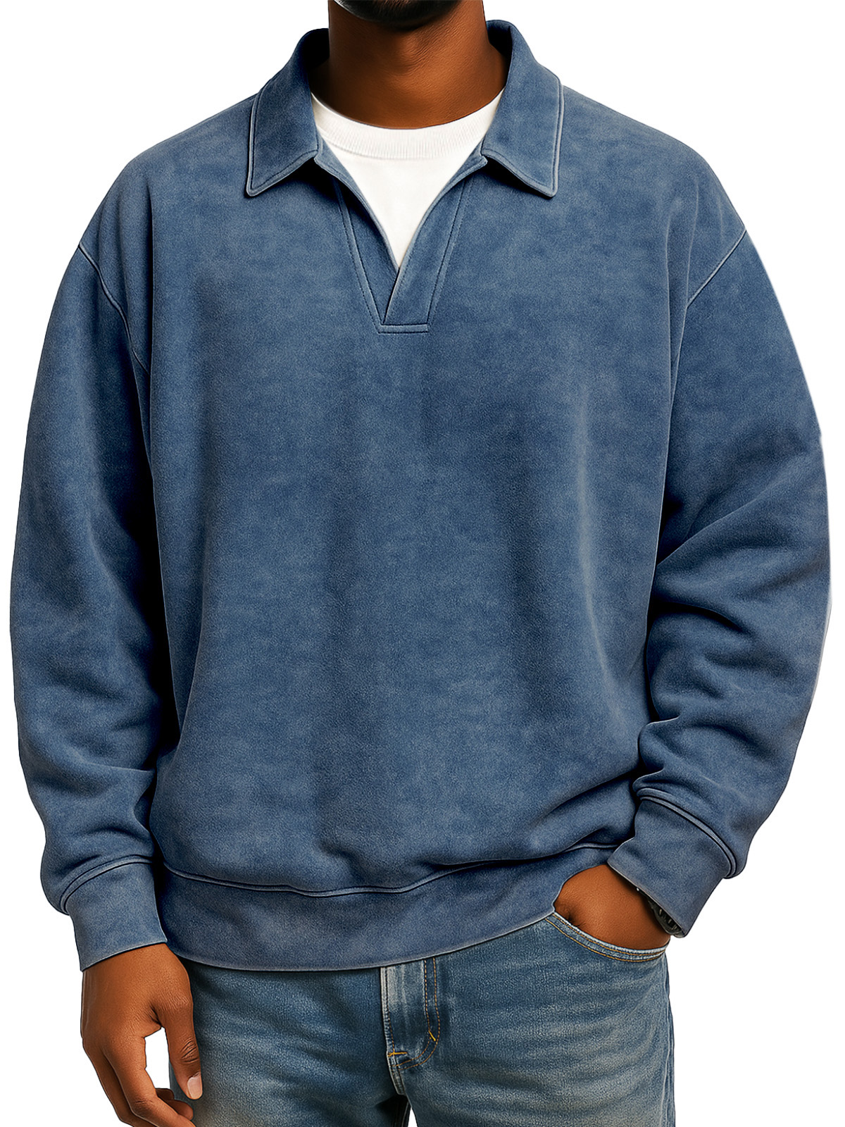 Retro Loose Casual Fake Two-piece Lapel Long-sleeved Polo Shirt