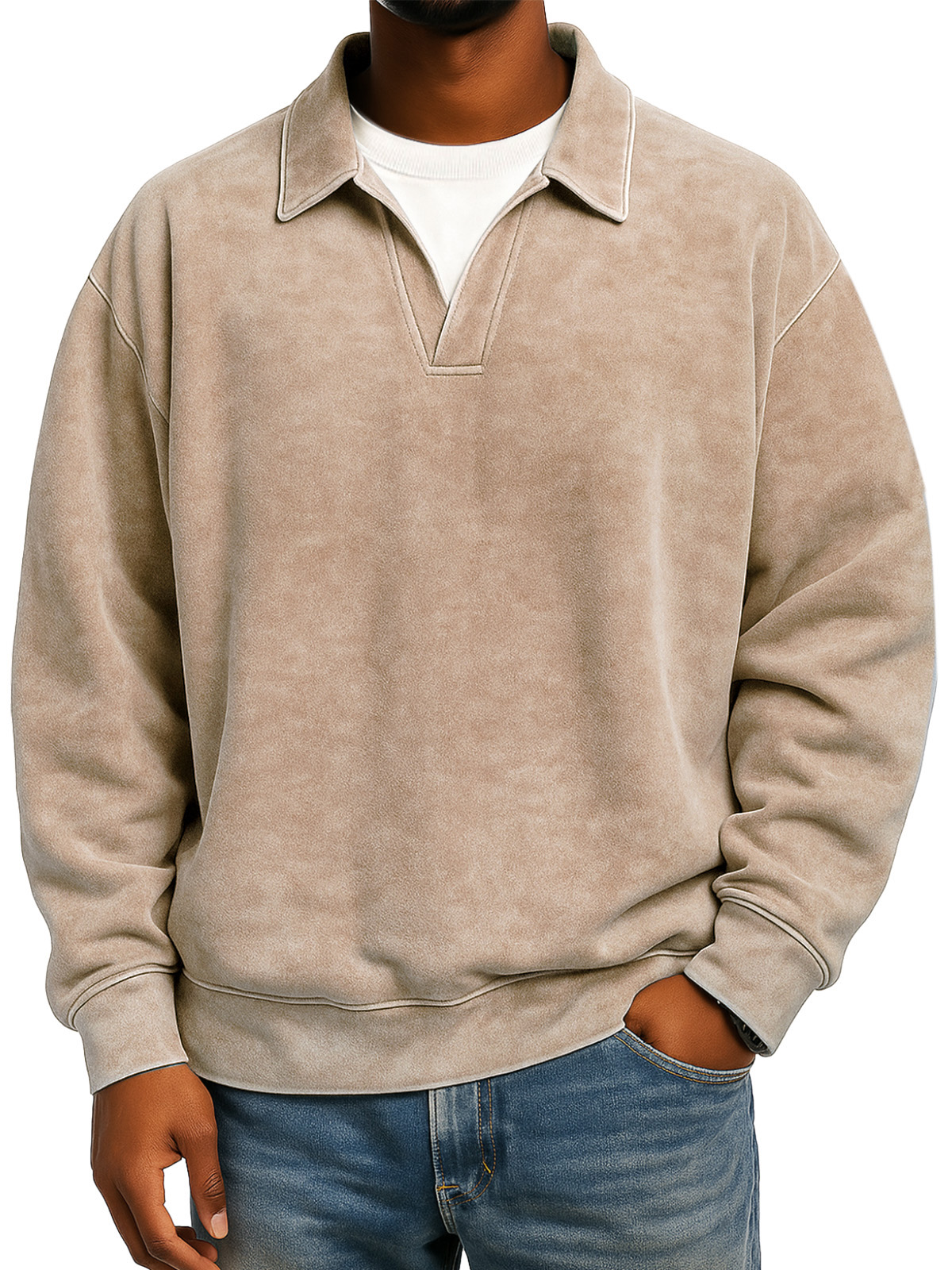 Retro Loose Casual Fake Two-piece Lapel Long-sleeved Polo Shirt