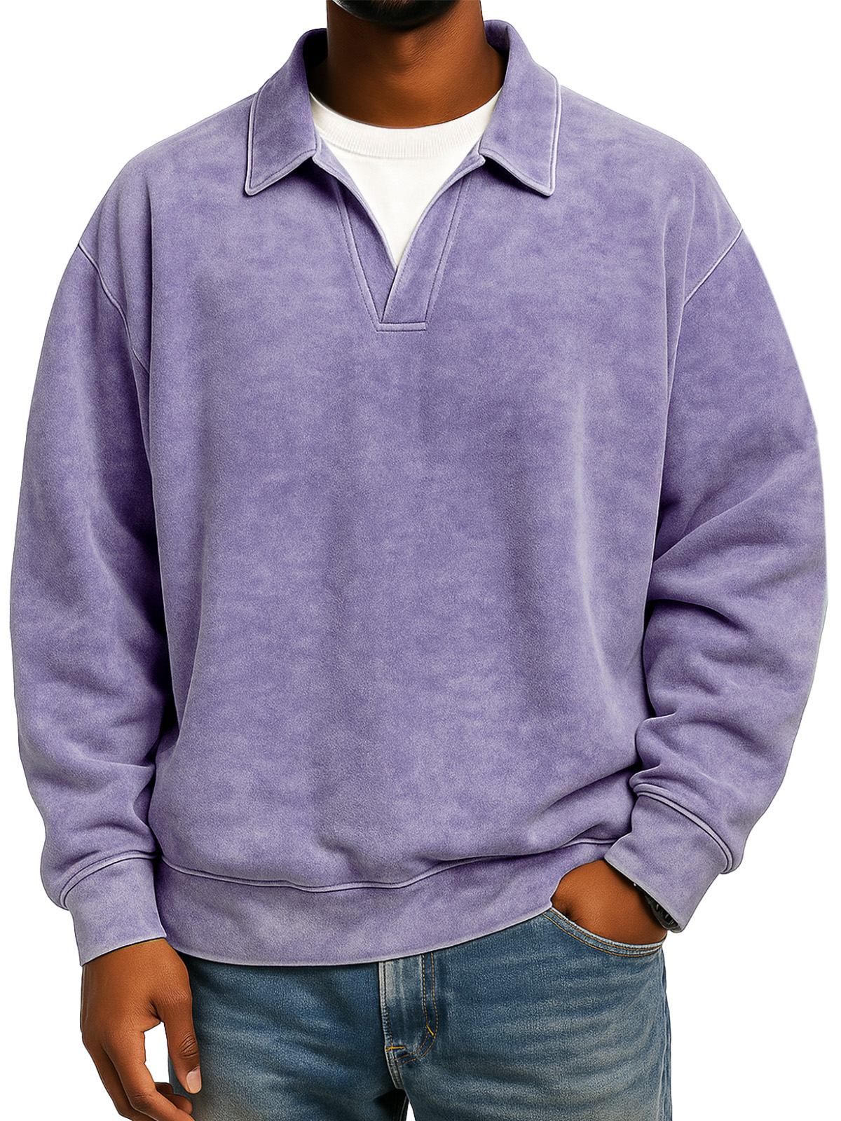 Retro Loose Casual Fake Two-piece Lapel Long-sleeved Polo Shirt