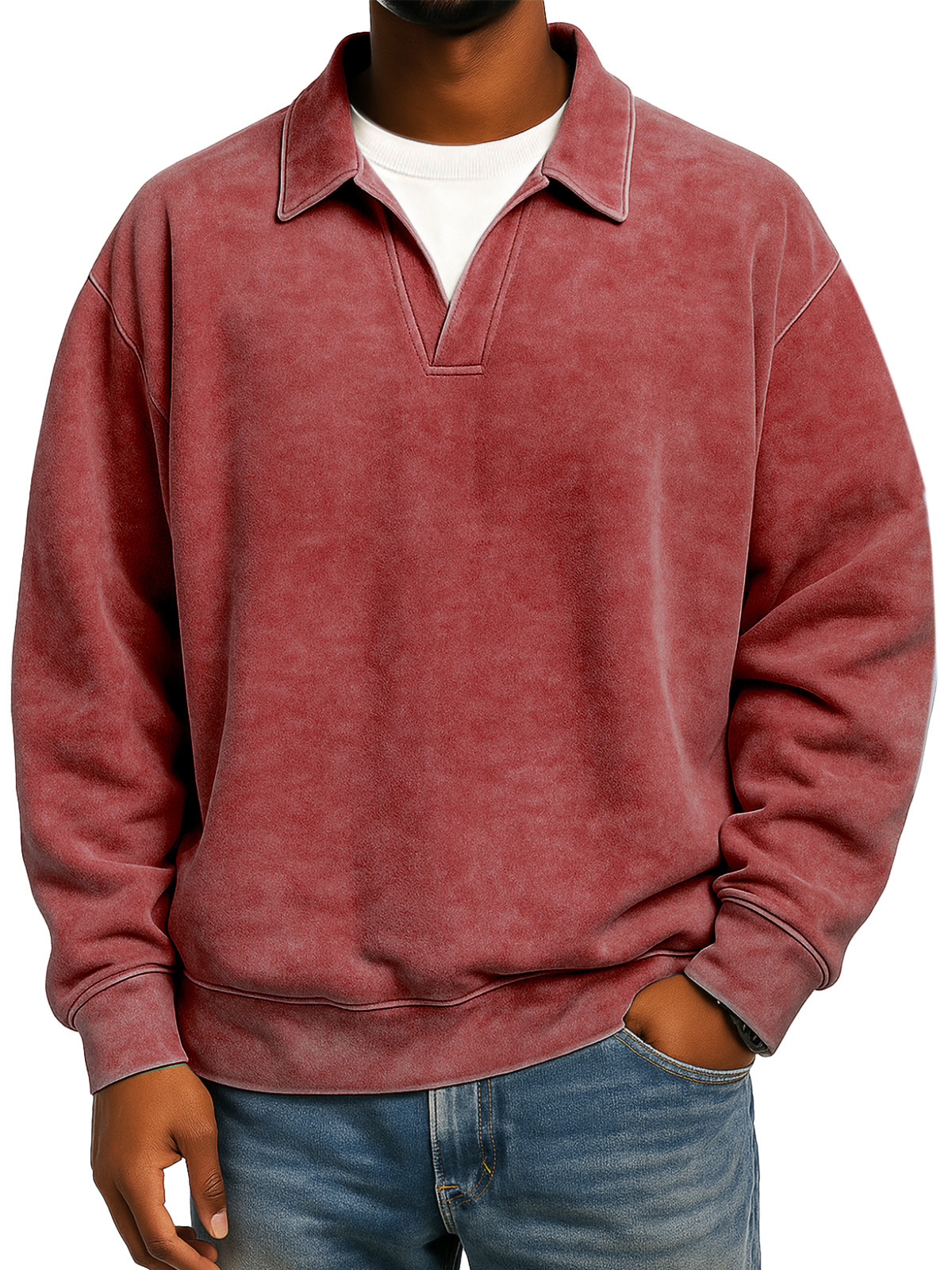 Retro Loose Casual Fake Two-piece Lapel Long-sleeved Polo Shirt