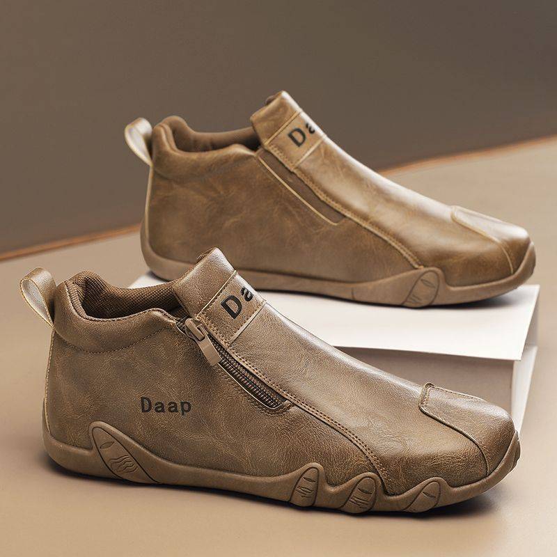 (⏰Limited Time Sale 70% OFF) Men's Handmade Orthopedic Wide Toe Arch Support Slip-On Hiking Shoes Lightweight Waterproof Non-Slip Slip-On Genuine Leather Shoes