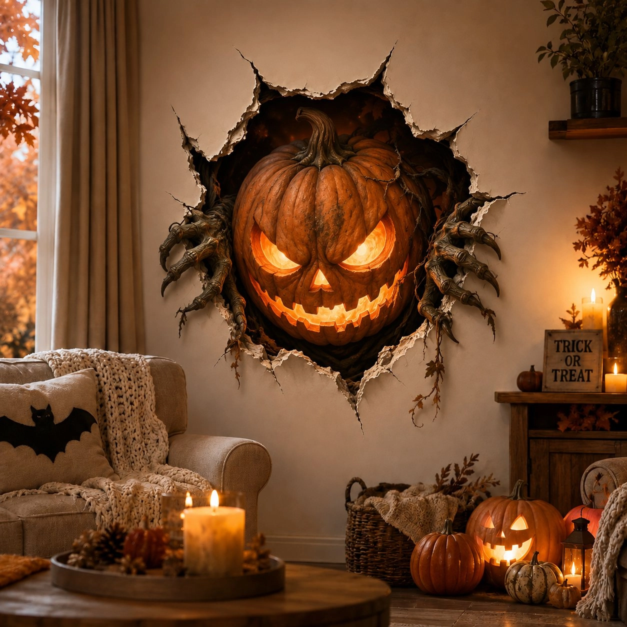🎃Halloween Break-In 3D Wall Decals👻🧙‍♀️