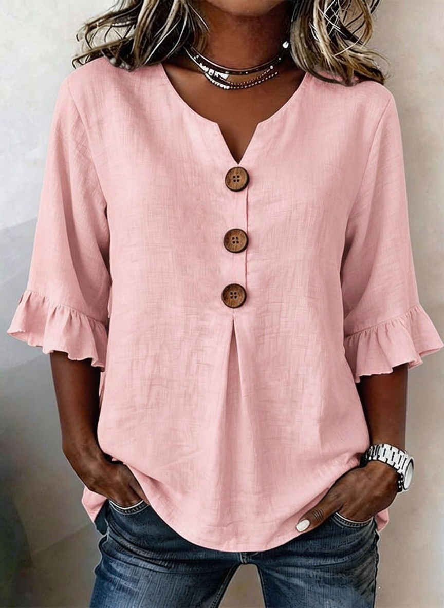 New Arrivals🔥Women'S Casual Solid Color Ruffle Sleeve Top