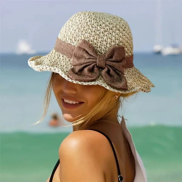 🔥Hot Sale 49% OFF✨Straw Hat with Retro Bow – Foldable & Breathable for Summer