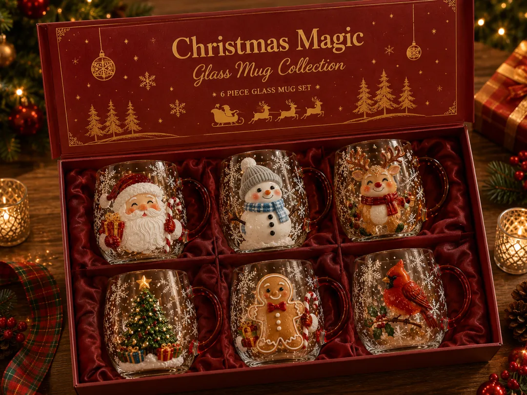 3D Christmas Magic Glass Mug