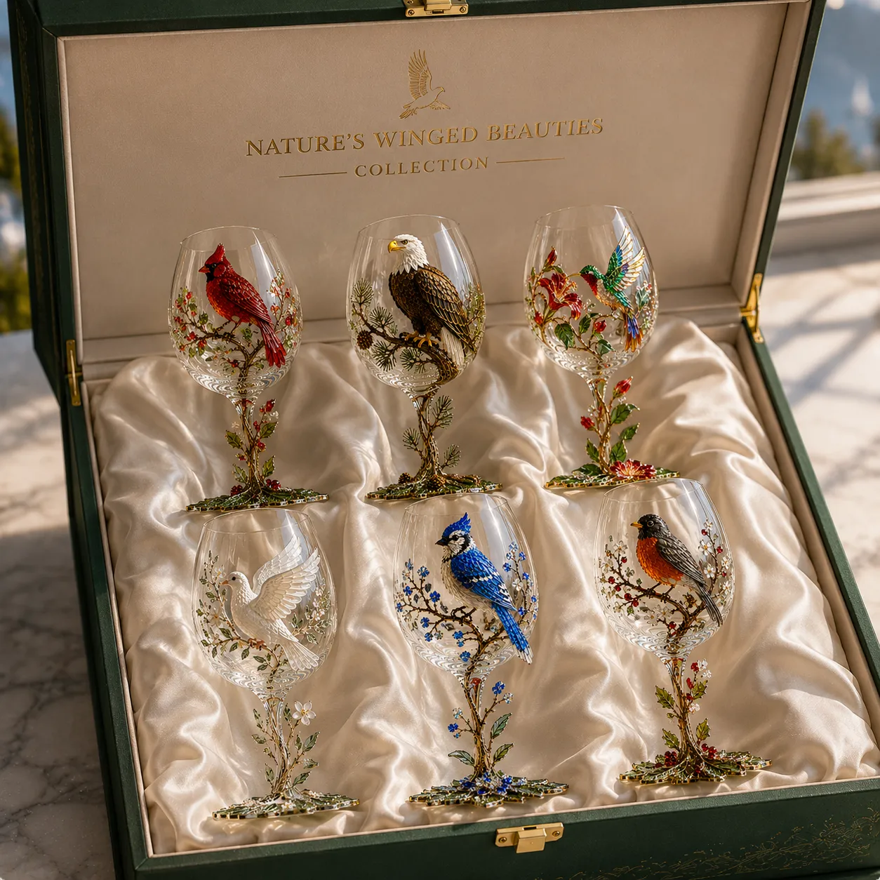 🐦3D Bird Wine Glass Collection Gift Box Set✨