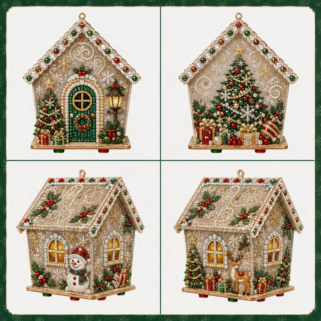 🎅DIY Pearl Art Christmas House Kit – Create a Sparkling Handmade Holiday Decoration