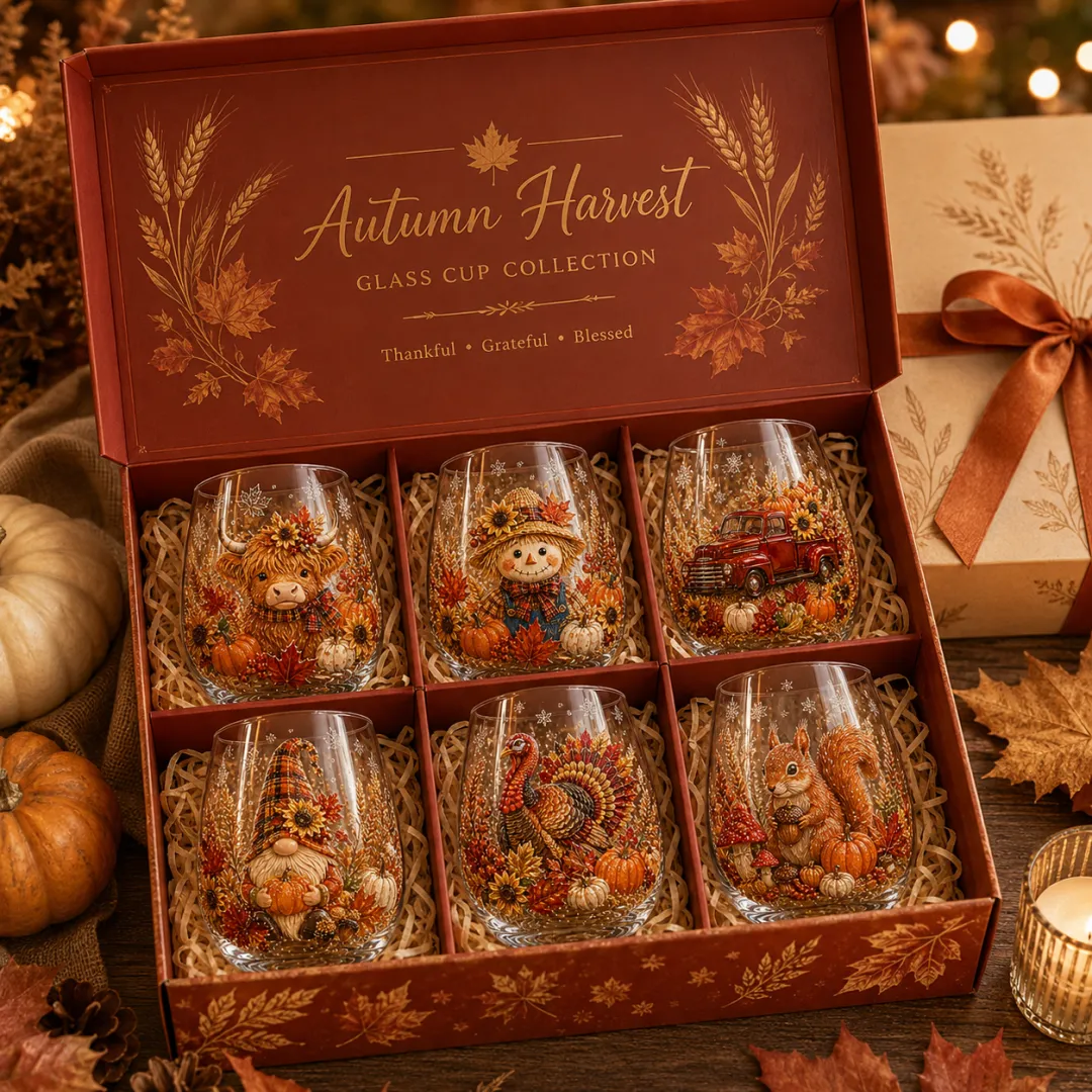 🔥 Last Day 50% OFF –🍂✨Autumn Harvest Glass Cup Set