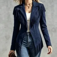 Fitted Faux‑suede Fringe Western Jacket