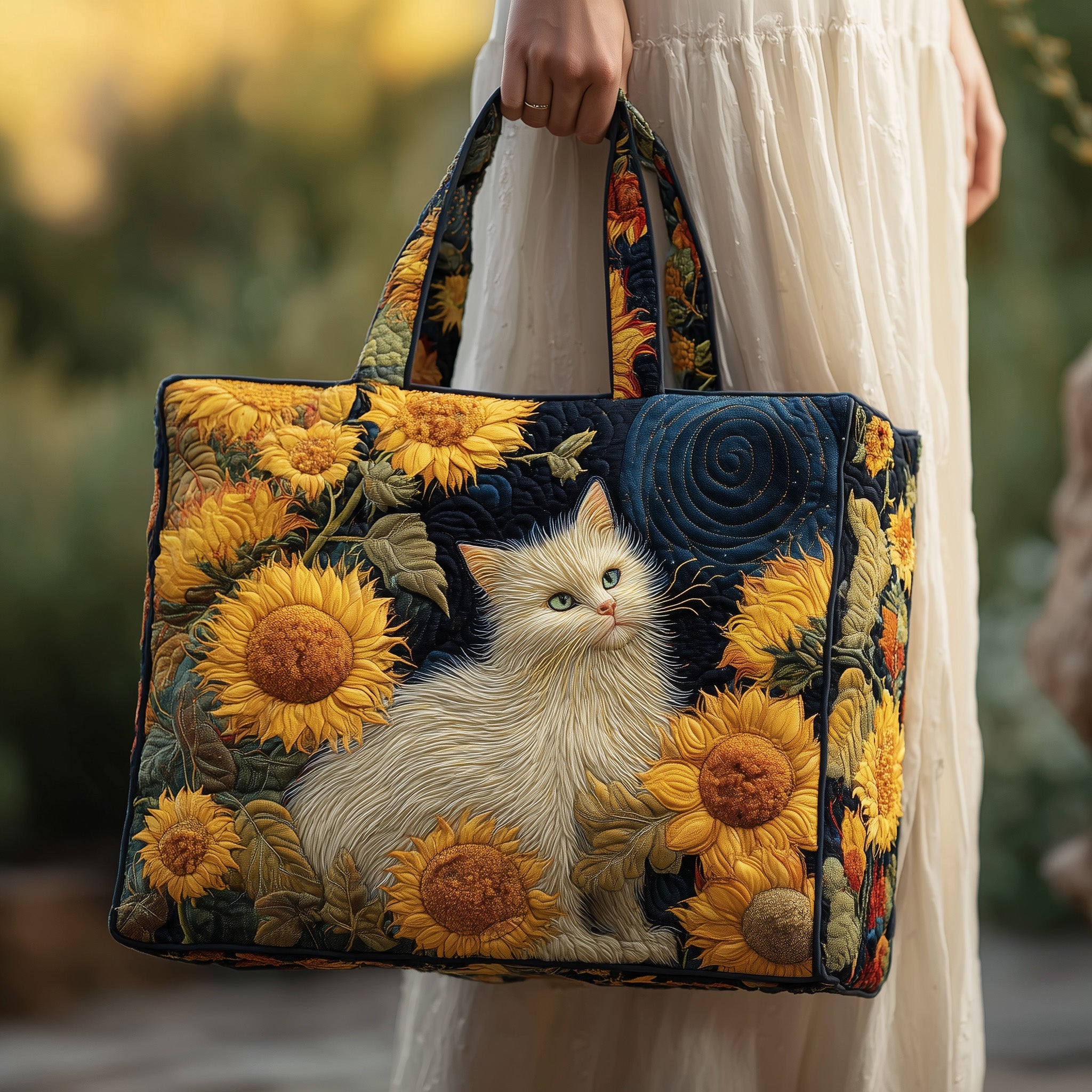Sunflower Cat Quilted Tote Bag GFTONT1911