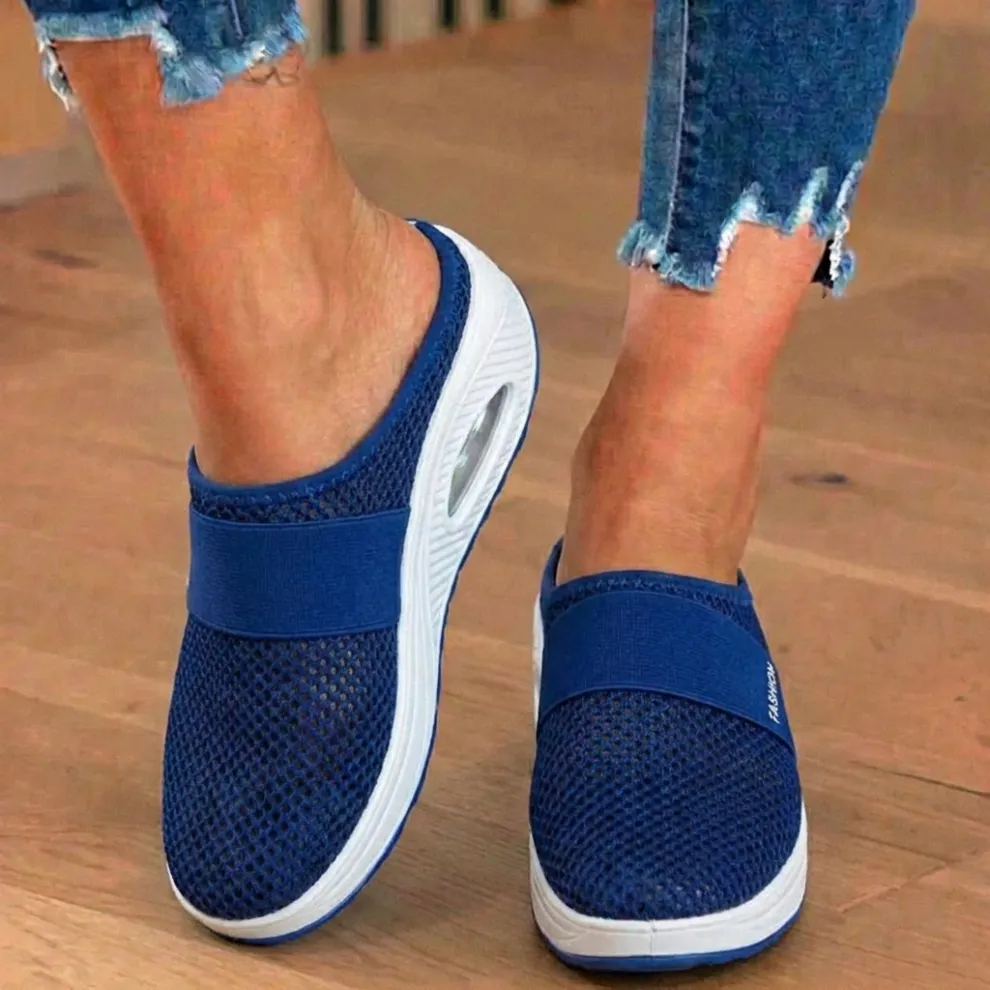 Orthopedic Mesh Air-Cushion Slip-On Mules - Breathable Rocker Sole