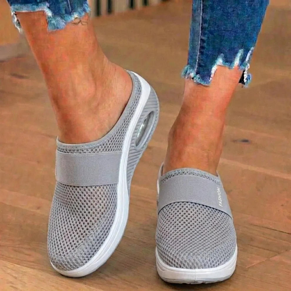 Orthopedic Mesh Air-Cushion Slip-On Mules - Breathable Rocker Sole