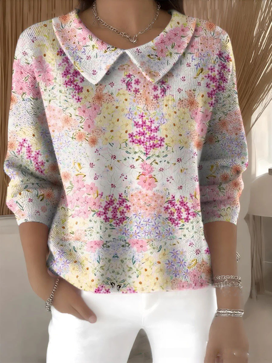 Women's collared knitted comfortable sweater