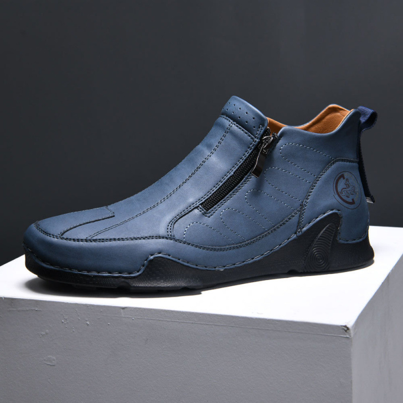 ⏰ 50% Off - Men's Genuine Leather Mid-Top Zippered Non-Slip Orthopedic Shoes