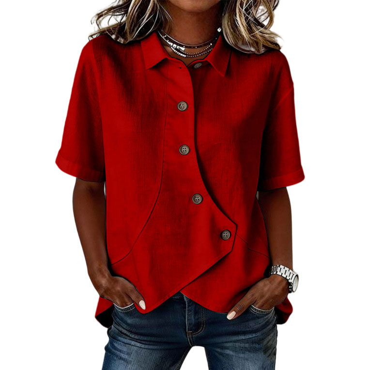 Asymmetrical Placket Button Down Shirt
