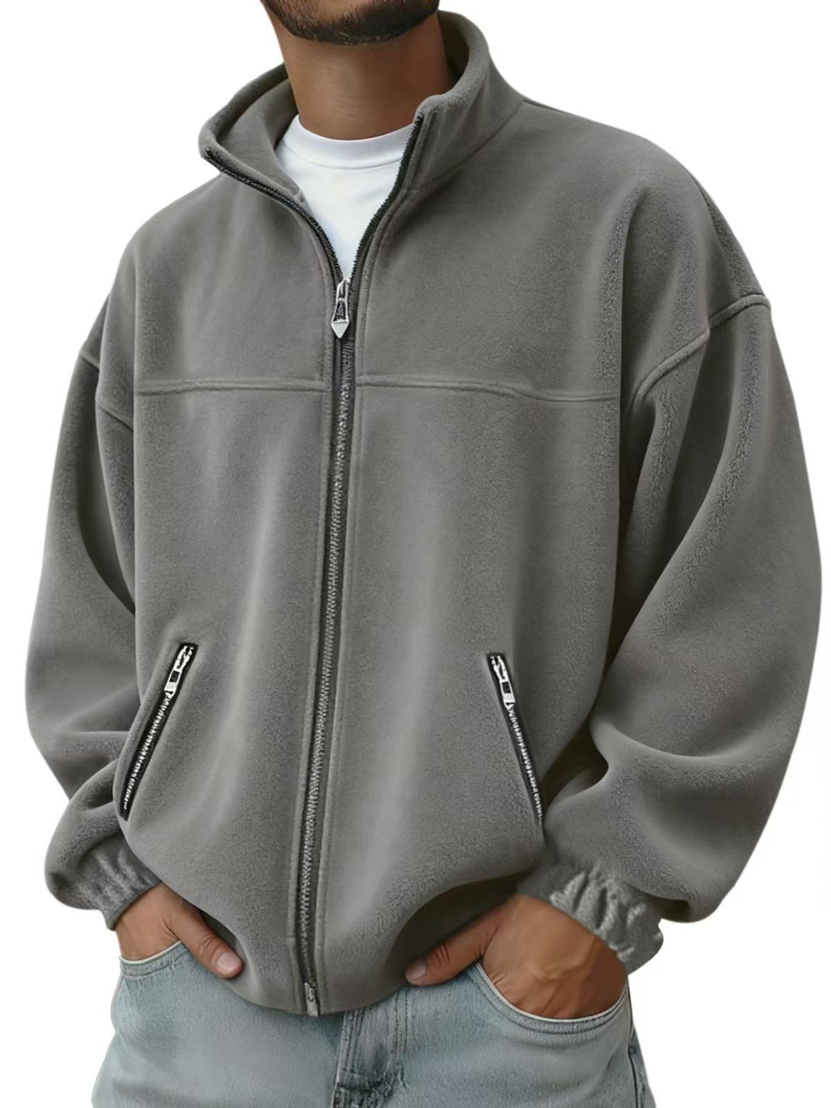 Men's stand-collar zip-up sweatshirt