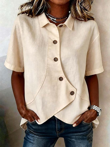 Asymmetrical Placket Button Down Shirt