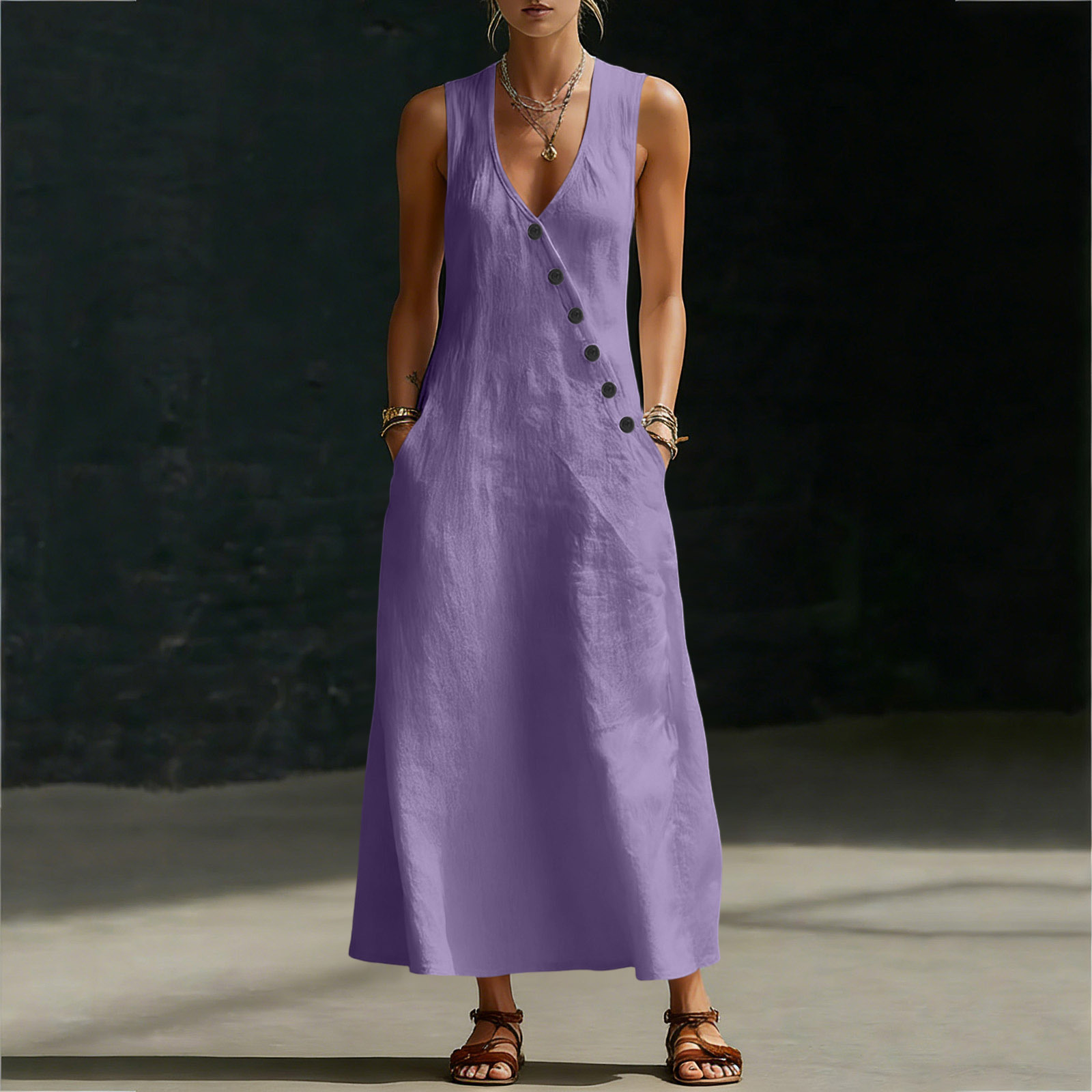 Button-Up Maxi Dress — Comfortable Minimalist Everyday Wear