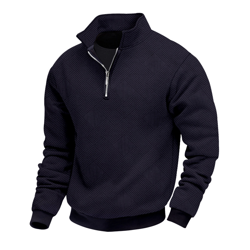 Men's loose-fitting collared casual sweatshirt