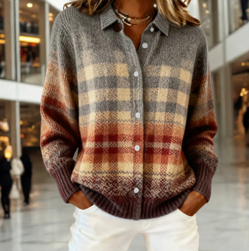 Women's timeless plaid cardigan