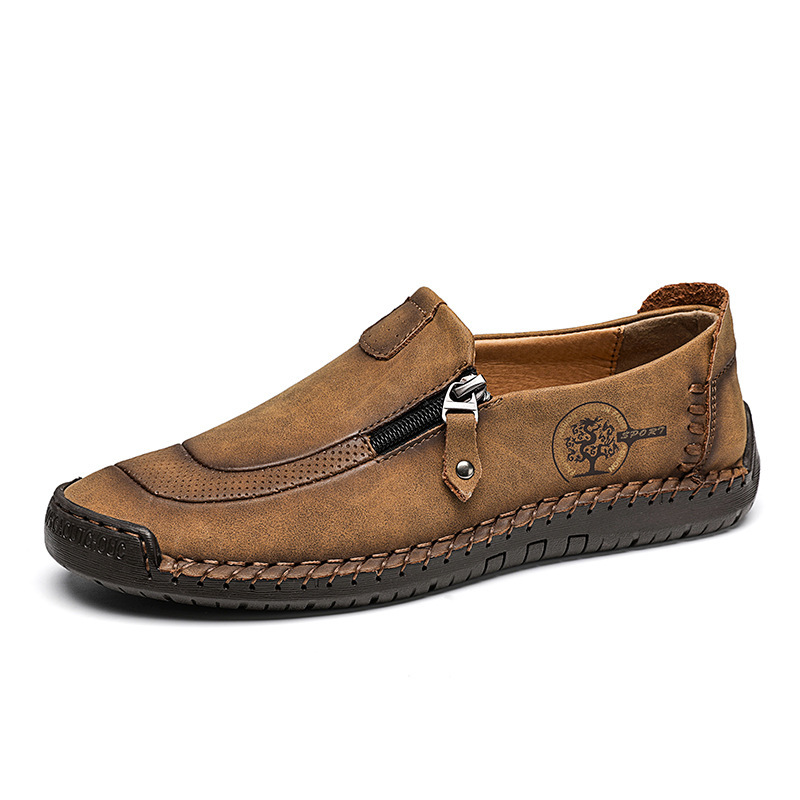 ⏰Limited Time 60% OFF - Men's Handmade Genuine Leather Slip-On Driving Shoes with Zipper